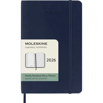 Moleskine Diář týdenní měkké desky S 2026, modrý
