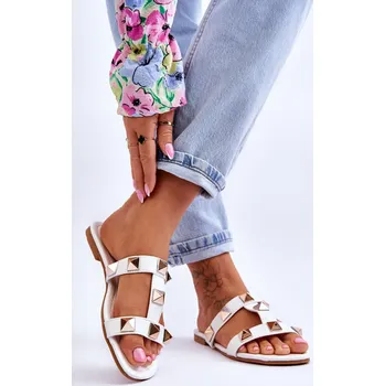 Dámské žabky Dámské pantofle s velkými cvočky Bíle Mercure 36