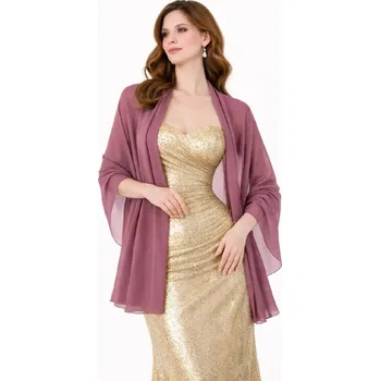 Šála šifónový šál přes ramena - přehoz přes společenské šaty Barva: Mauve