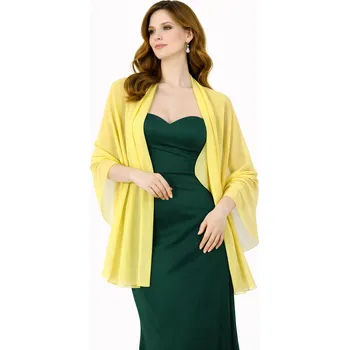 Šála šifónový šál přes ramena - přehoz přes společenské šaty Barva: Zářivě žlutá