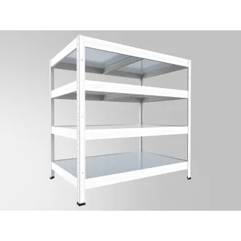 regál Regál do domácnosti Biedrax 35 x 75 x 120 cm, bílý, 4 police plech zinek, nosnost 150 kg na polici