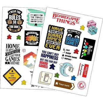 Příslušenství k deskovým hrám MeepleStickers Samolepky pro fanoušky deskových her set 1+2