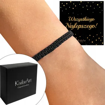 Náramek Náramek štěstí provázkový, šňůrkový, nitkový KABALA černý KailaArt