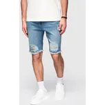 Pánské krátké džínové kraťasy s roztrhanými a dírkovanými detaily V2 OM-SRDS-0157 Barva: Modrá, Velikost: S