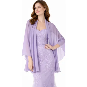 Šála šifónový šál přes ramena - přehoz přes společenské šaty Barva: Fialová