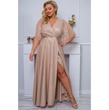 Dámské šaty Getthelook Zeštíhlující šaty s rukávkem Evita, Zlaté Velikost: 44