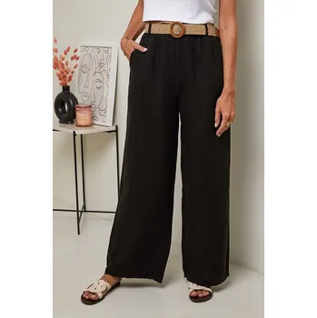 Dámské kalhoty Le Monde du Lin Schwarz 5722555 36/38