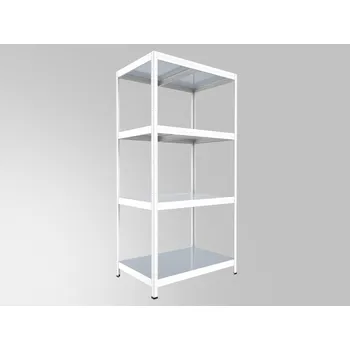 regál Kovový regál do domácnosti Biedrax 60 x 75 x 180 cm, bílý - 4 police pozink