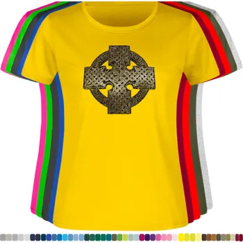 Dámské tričko levne-damske-bavlnene-tricko-potisk-kelt-kruh-kriz Barva: Yellow - žlutá, velikost: XXL