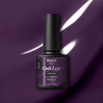 Lak na nehty ENII NAILS Gel lak Ceramic 100 Plum - gelový lak bez HEMA, 10 ml