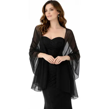 Šála šifónový šál přes ramena - přehoz přes společenské šaty Barva: Černá