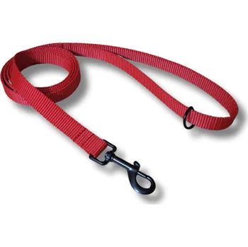 Vodítko pro psa Vodítko pro střední plemena Clasic - ČERVENÁ, 20 mm, 1 m, Vypouštěcí karabina 62 mm - pro střední plemena - pochromováno