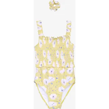 Dívčí plavky Minymo - Dívčí jednodílné plavky s gumičkou - Žluté květy Varianta:: 92