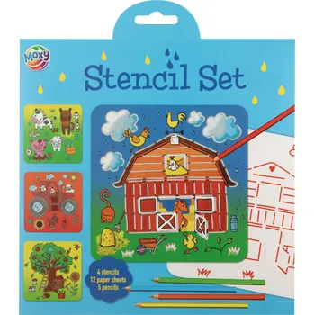 Pastelka Grafix Sada šablon, 4ks, pastelky - farma