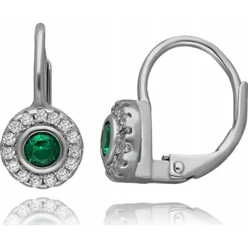 Náušnice STŘÍBRNÉ NÁUŠNICE S ANGLICKÝM ZAPÍNÁNÍM, KRUHY SE SMARAGDOVÝMI ZIRKONY, RODOVANÉ