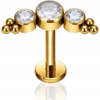 Piercing ZLATÝ piercing Labret s kuličkami zirkonů, cluster TITAN HELIX 1.2/6