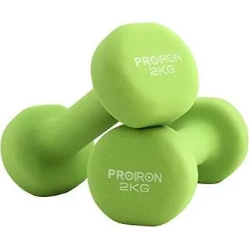 Sport Jednoruční činky PROIRON Neoprene Dumbell 2 x 2 kg - GREEN