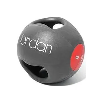 Fitness JORDAN medicinball s úchopy 8 kg (červený) - NOVÝ DESIGN - 2. jakost