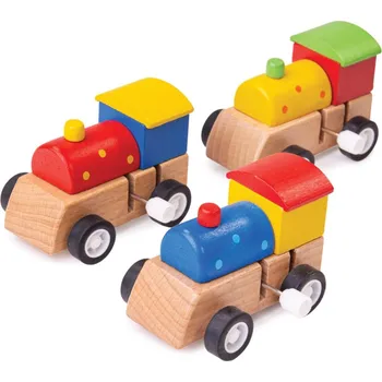 Dřevěná hračka Bigjigs Toys Dřevěná barevná mašinka na natahování 1ks