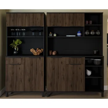 Kuchyňská linka Kuchyňská linka Monza, černá matná / ořech okapi, sestava G 1, 200 cm