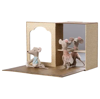 plyšák Maileg - Myšky baletky v tanečním studiu - Malá sestřička a malý bráška