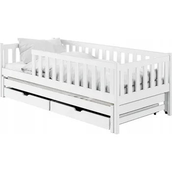 Dětská postel Bílá dětská postel se šuplíky a zábranami COLA 90x200