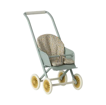 Dětské zboží Maileg - Kočárek - Mint - žlutá kolečka
