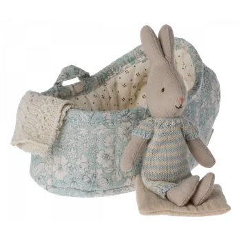 plyšák Maileg - Zajíček v košíku Varianta: modré proužky
