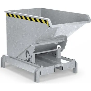 Výklopná nádoba z oceli, s rolovacím mechanismem, pro oj zdvižného vozíku, objem 300 l, zinkovaný