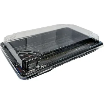 Jednorázové nádobí VIBAL Miska na sushi s víčkem PET 241x150x50mm 50ks x 8bal