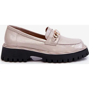 Dámské mokasíny Lakované mokasíny na platformě Světle šedé Ronin 37