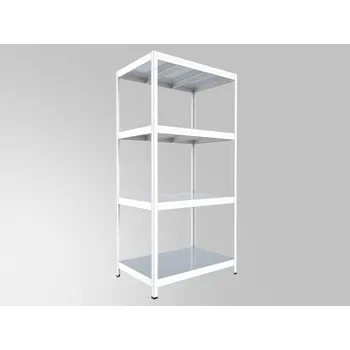 regál Kovový regál do domácnosti Biedrax 45 x 120 x 180 cm, bílý - 4 police pozink