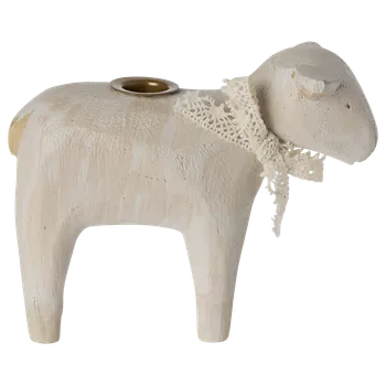 plyšák Maileg - Svícen - Ovečka - Smetanová mašle