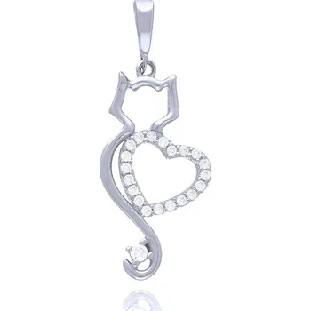 Přívěsek MOISS přívěsek z bílého zlata KOČKA