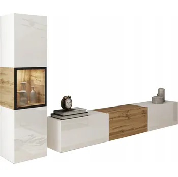 Obývací stěna Nábytek do obývacího pokoje Lauren Meble bílý, dub wotan bílý