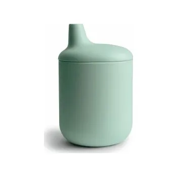 Mushie - Silikonový pohárek s náústkem Barva: Cambridge Blue