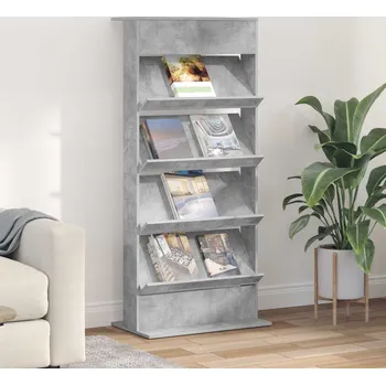 vidaXL Regál na časopisy s policí Betonově šedá 70 x 41 x 156 cm [899522]
