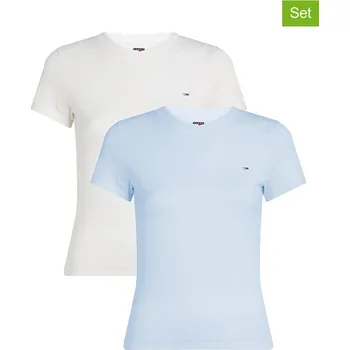 Dámské oblečení Tričko Tommy Hilfiger Creme/ Hellblau 3149526 M