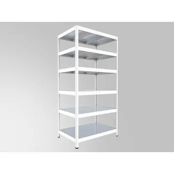 regál Kovový regál do domácnosti Biedrax 60 x 120 x 270 cm, bílý - 6 polic pozink