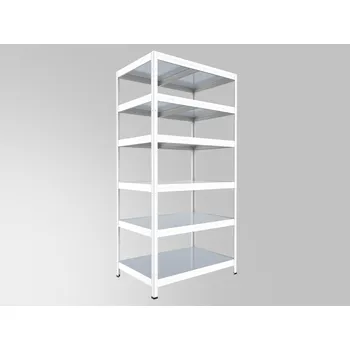 Dílenský regál Kovový regál do garáže Biedrax 35 x 75 x 210 cm, bílý - 6 polic pozink