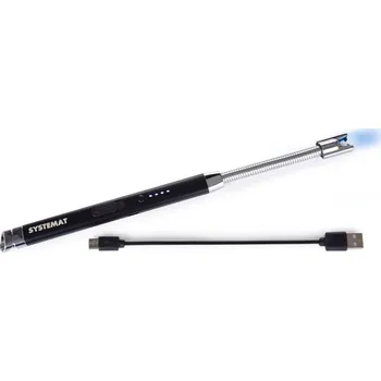 Dobíjecí USB plazmový zapalovač EL33951 s LED indikátorem a flexibilním krkem černý