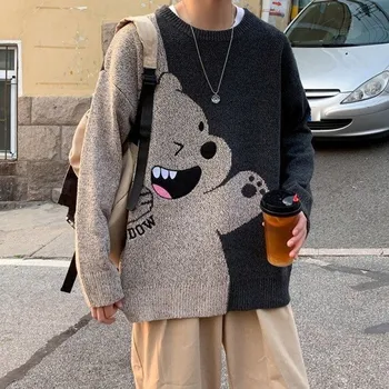 Pánský svetr Pánský svetr s medvědem F287 černá XS