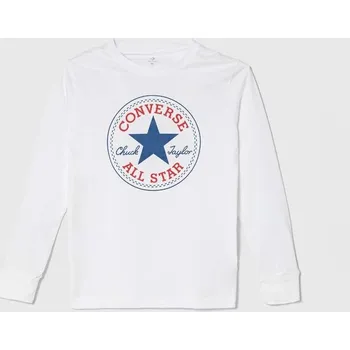 Pánské tričko Bavlněné tričko s dlouhým rukávem Converse 966243 bílá 00X, vel. 140-150