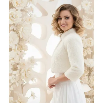 Dámský kožich Svatební bolerko z jemné kožešiny - ivory: BD-35 Vybraná velikost: 40