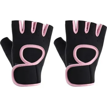 Fitness rukavice Unisex fitness rukavice Protiskluzové rukavice na cvičení z polyesteru a neoprenu Posilovací rukavice do fitka růžová S