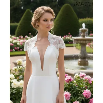 Bolerko Svatební bolerko krajkové, s krátkým rukávem - ivory: BD-105 Vybraná velikost: 36