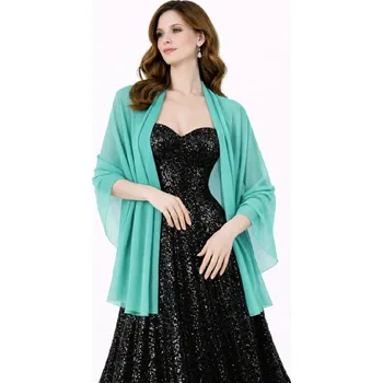 Šála šifónový šál přes ramena - přehoz přes společenské šaty Barva: Tyrkysová