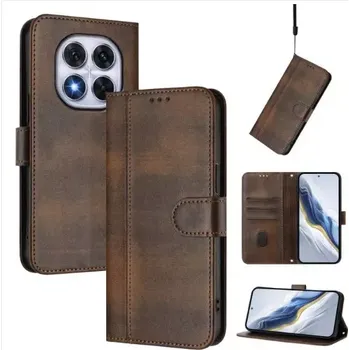 Pouzdro na mobilní telefon TT-TopTechnology Kožené pouzdro Xiaomi Redmi Note 14 Pro 5G, Poco X7 5G hnědé, brown, model knížka, řada Splicing Buckle, materiál syntetická kůže
