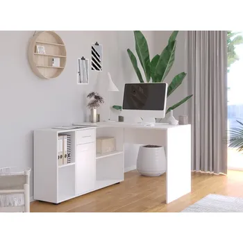 Psací stůl Rohový psací stůl Eliseo Barva: Bílá/dub Sonoma