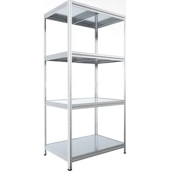 regál Regál do domácnosti Biedrax 35 x 75 x 180 cm, pozink, 4 police plech, nosnost 150 kg na polici